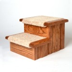 Premier Pet Steps Oak Carpeted Raised Panel 2 Step Dog Stairs in Early American finish